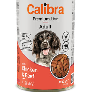 Calibra Dog Premium Line Chicken & Beef in Gravy Canned Food 12x1240g