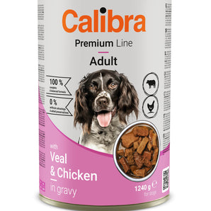 Calibra Dog Premium Line Veal & Chicken in Gravy Canned Food 12x1240g