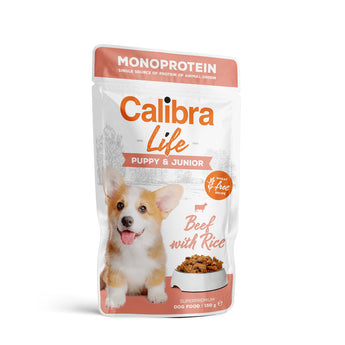 Calibra Dog Life Puppy & Jnr Beef Wet Food Pouch 10x150g